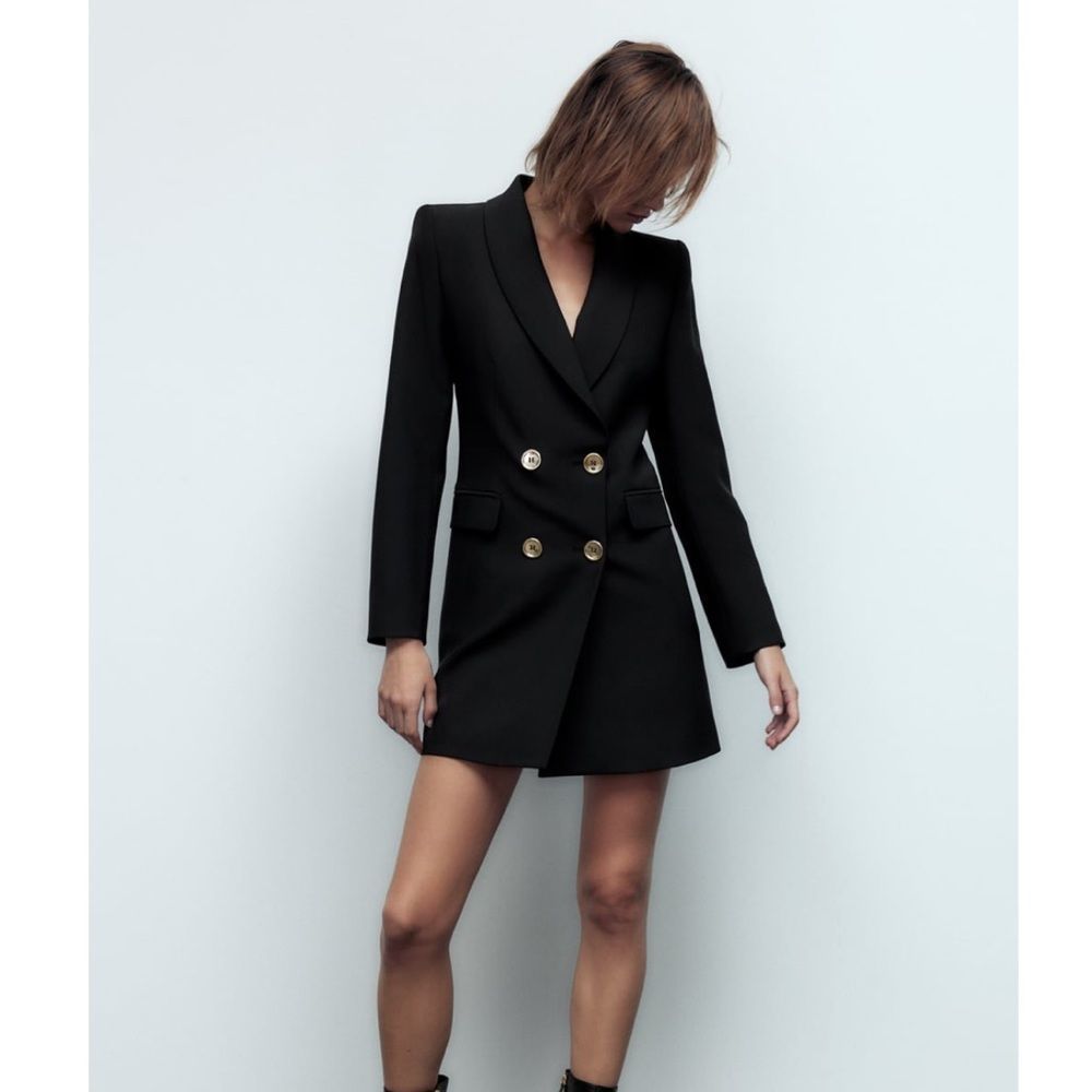 ZARA DOUBLE BREASTED LONG BLAZER NWT L - Picture 2 of 12